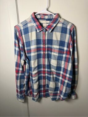 American Eagle Women’s Slim Fit Flannel Shirt | Blue/Red Plaid | XL | GUC